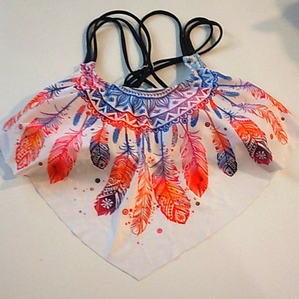 DRESSFO WOMENS FEATHER BIKINI 👙 TOP